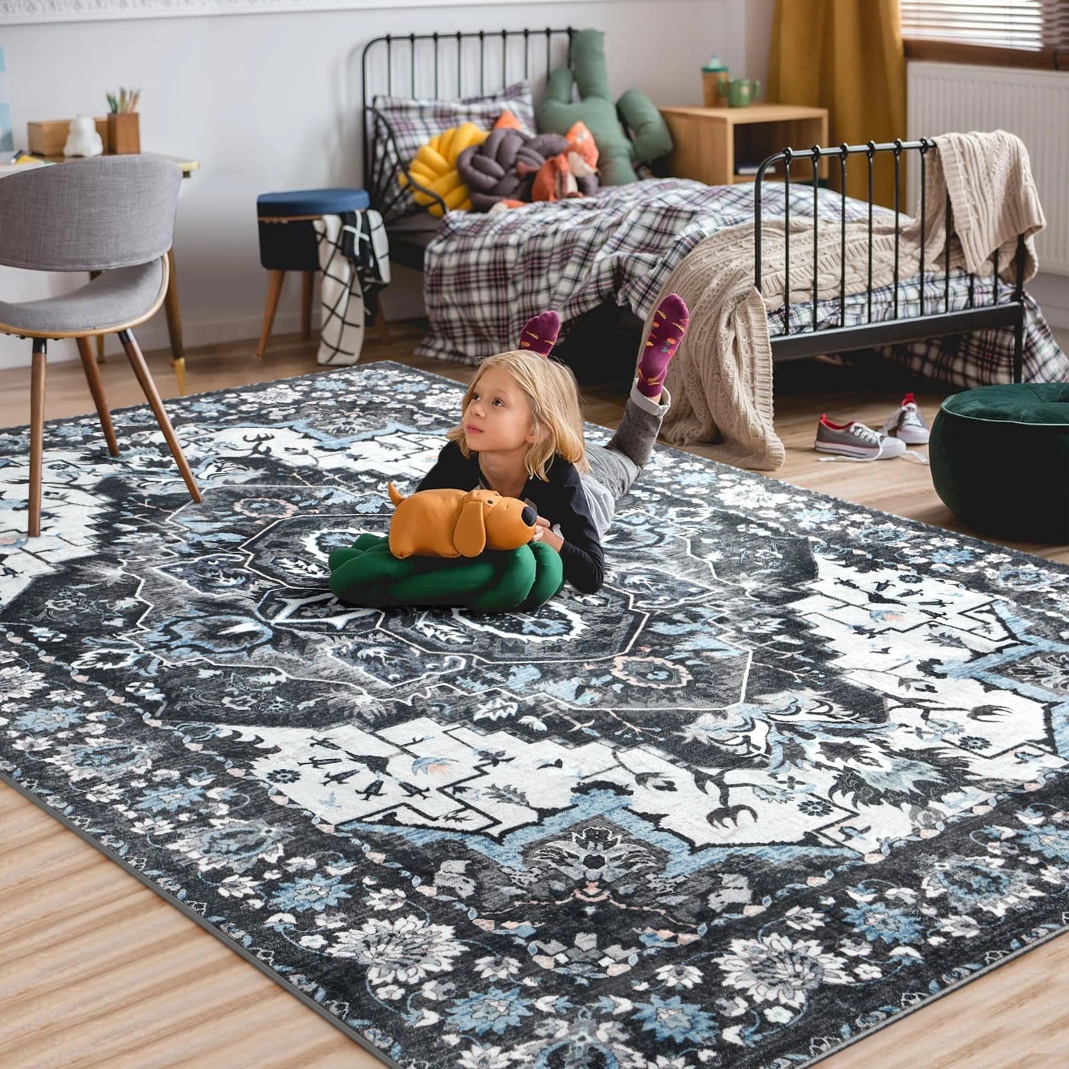 Soft Vintage Floral Area Rugs Non Slip
