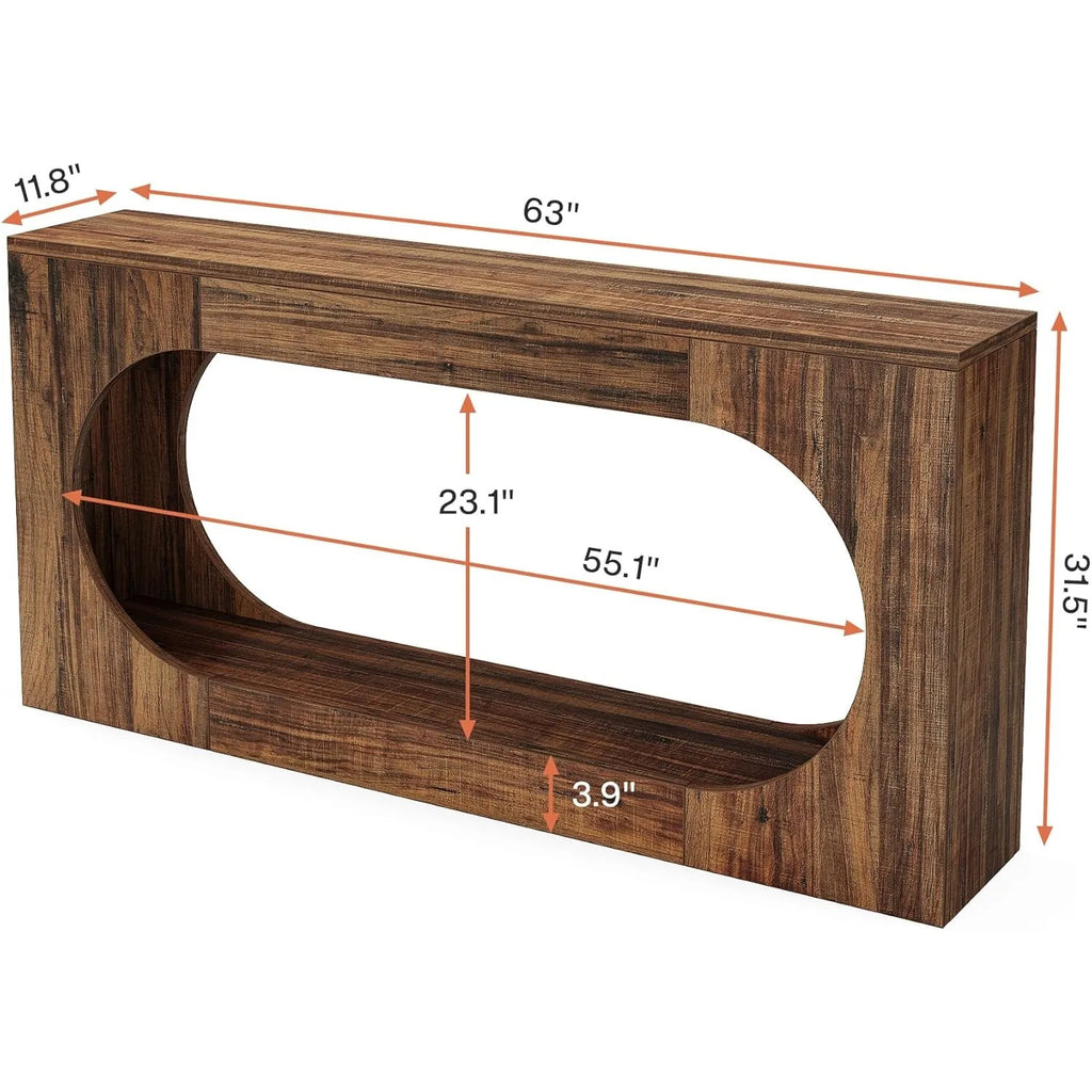 Narrow Sofa Entryway Table with 2-Tier Storage Shelf