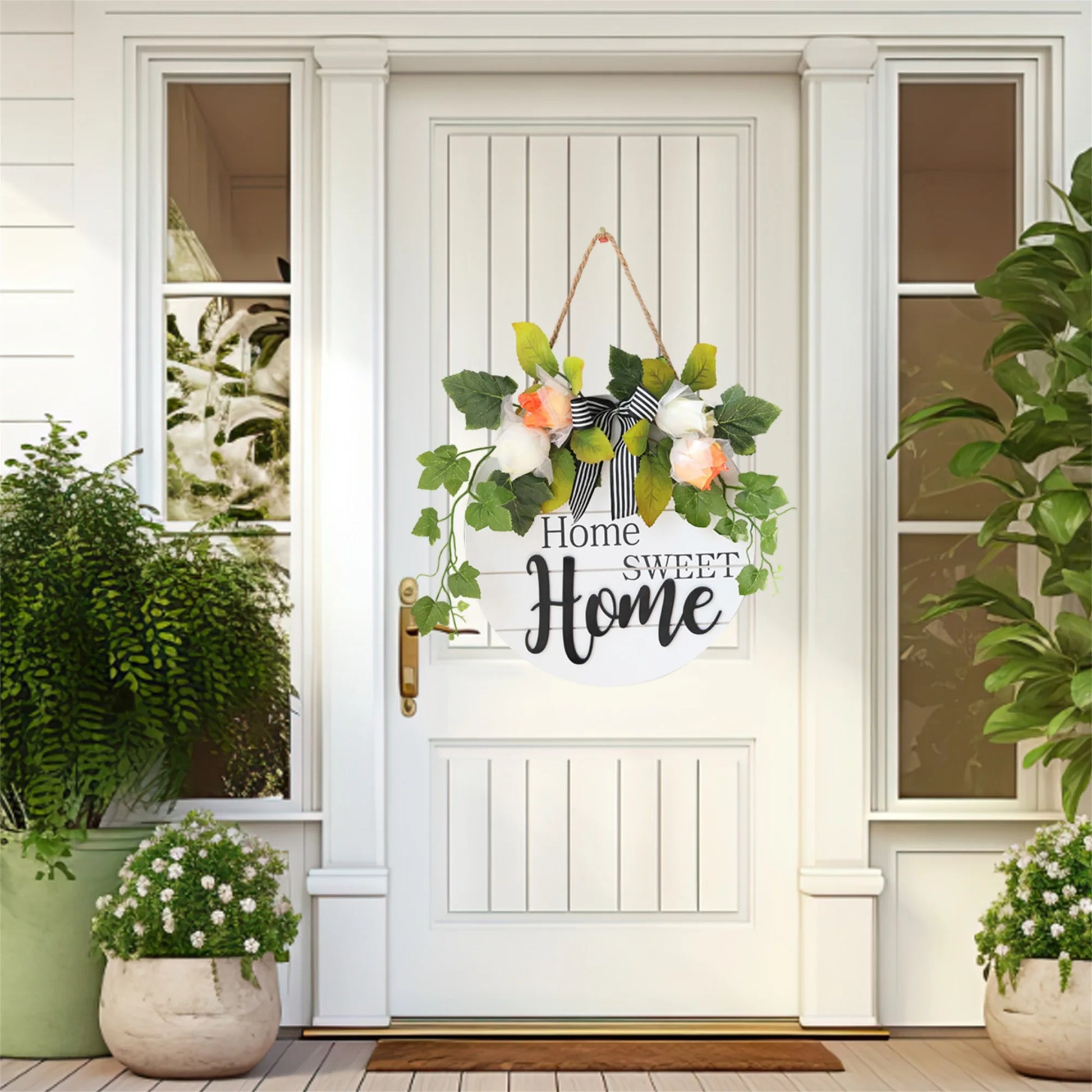 Rustic Wooden Welcome Sign Round Plaque