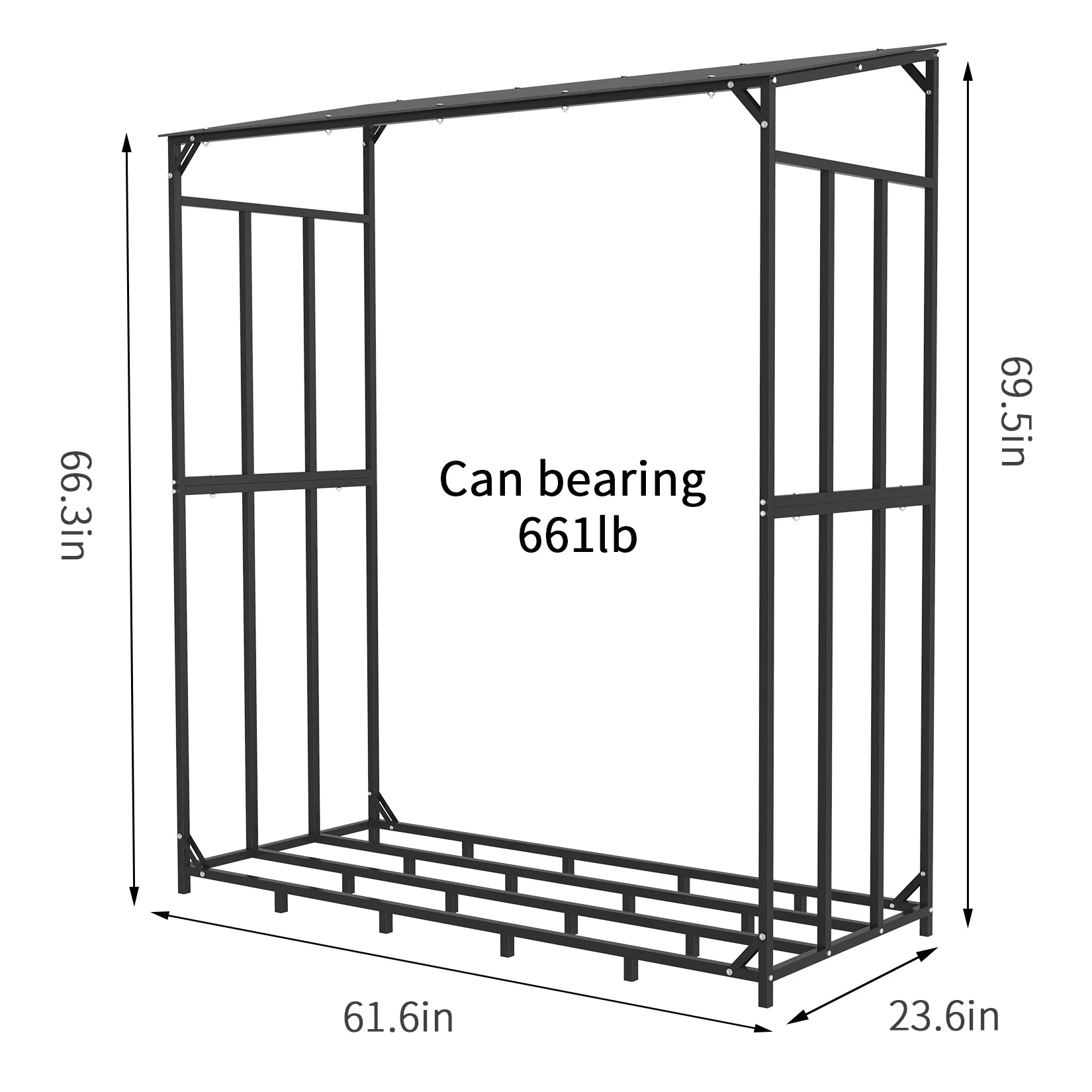 Tall Outdoor Firewood Rack with Cover