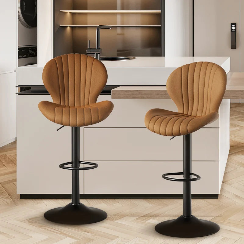 2 Pcs Set Dining Chair Backrest Bar Stools Adjustable Height Rotating Kitchen Home Furniture