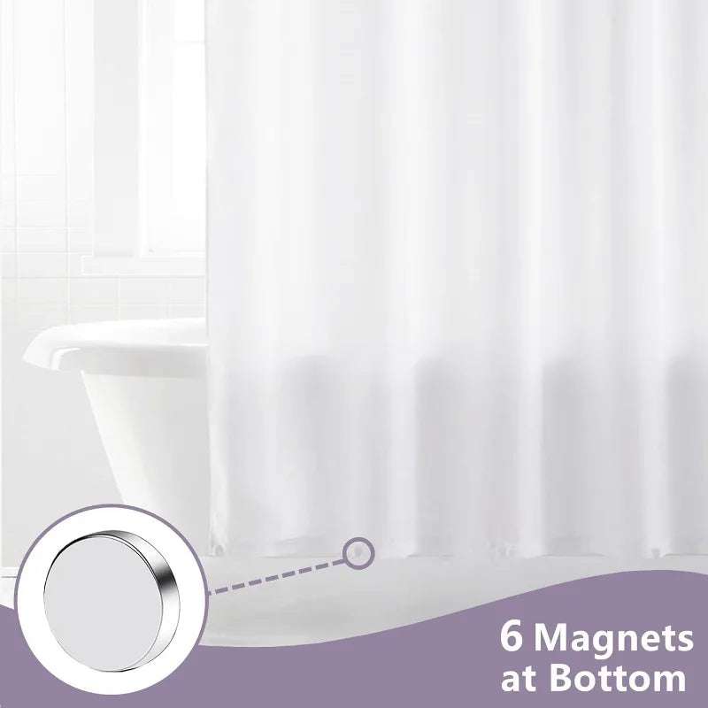 Waterproof Fabric Shower Curtain Liner with 6 Magnets,Soft Cloth & Light-Weight