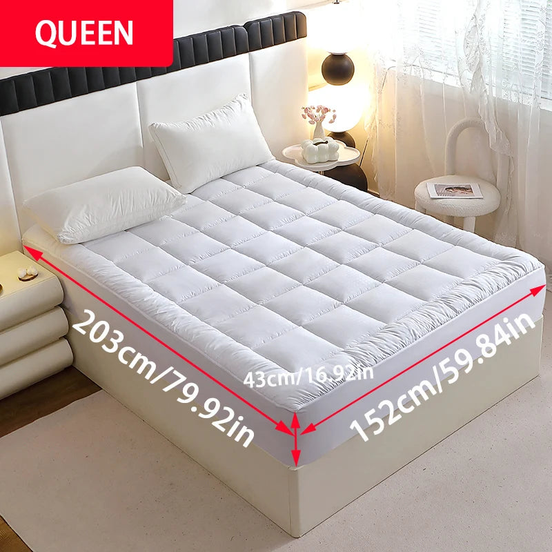 1 Piece Twin Full Queen King 360gsm White Quilted Thin Mattress Pad