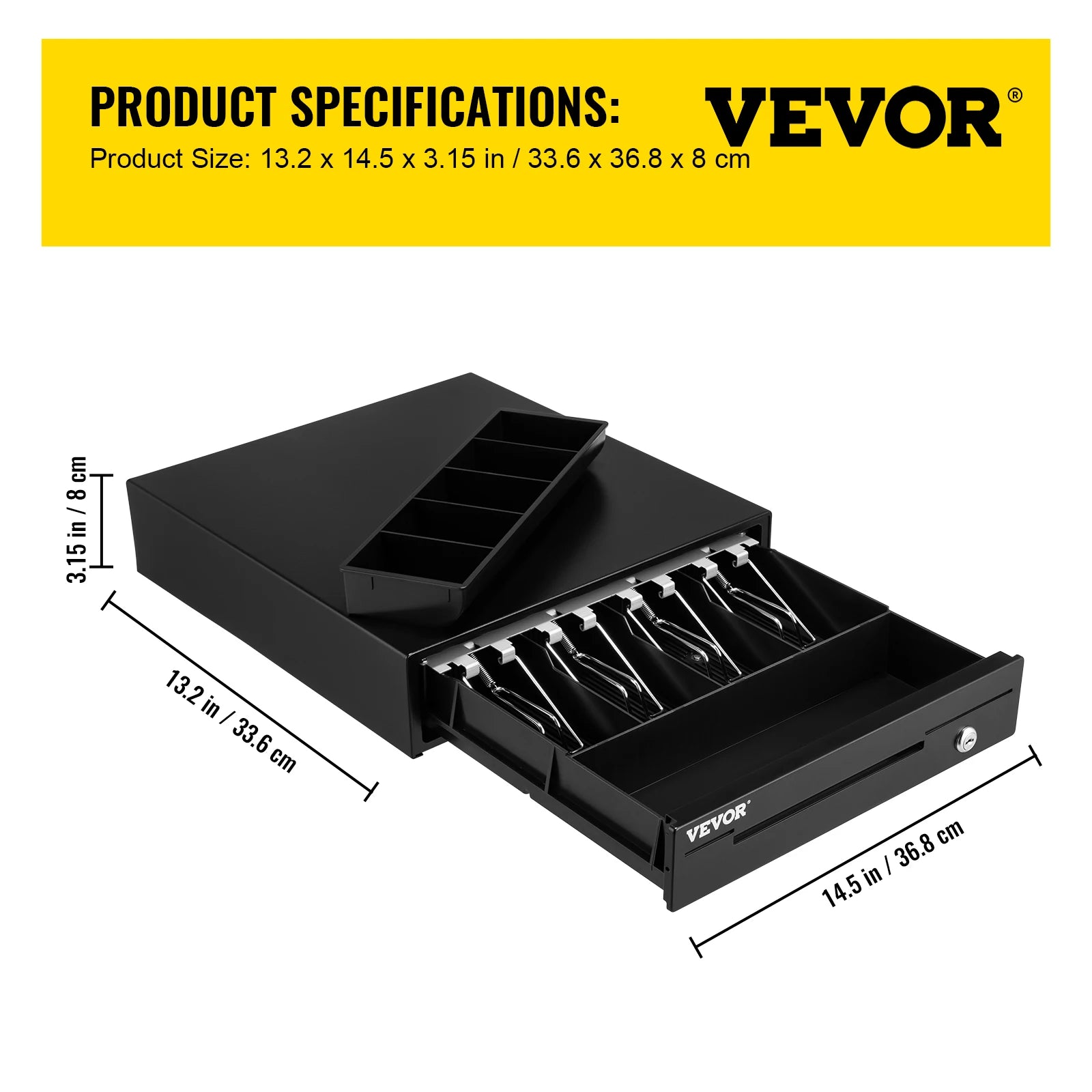 Cash Register Drawer 16" 12 V for POS System Tray