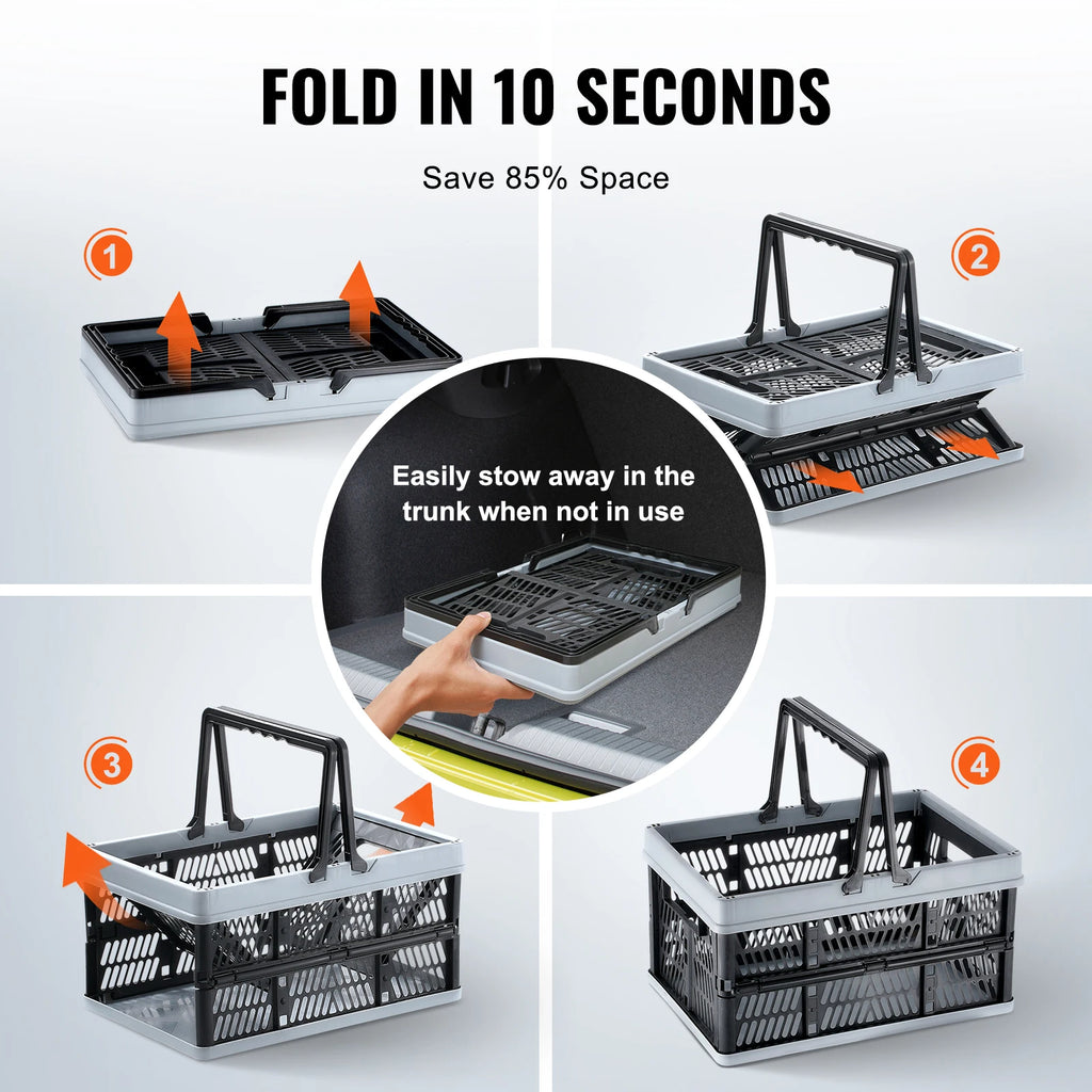 3pcs Foldable Storage Basket Collapsible Shopping Crate with Handle
