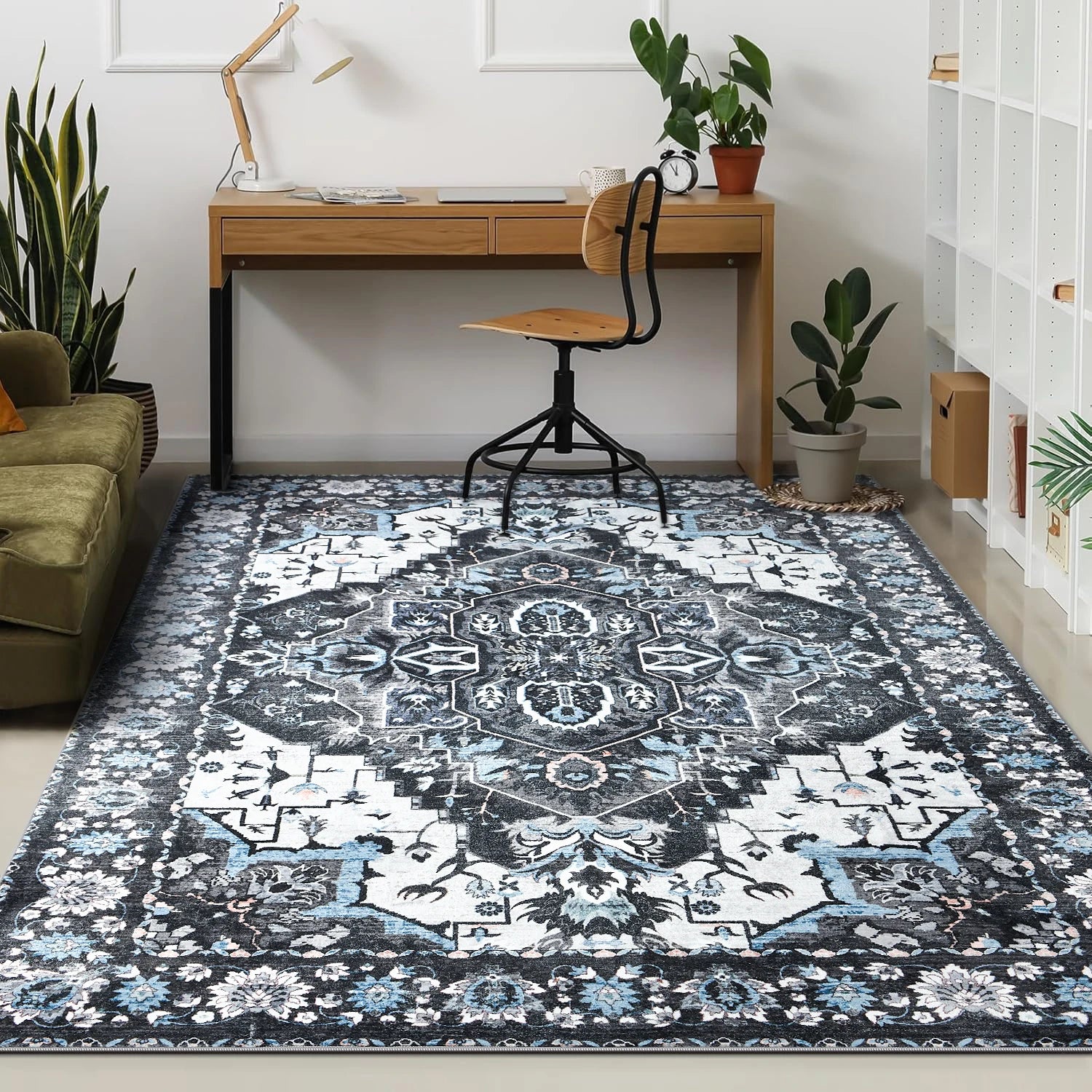 Soft Vintage Floral Area Rugs Non Slip