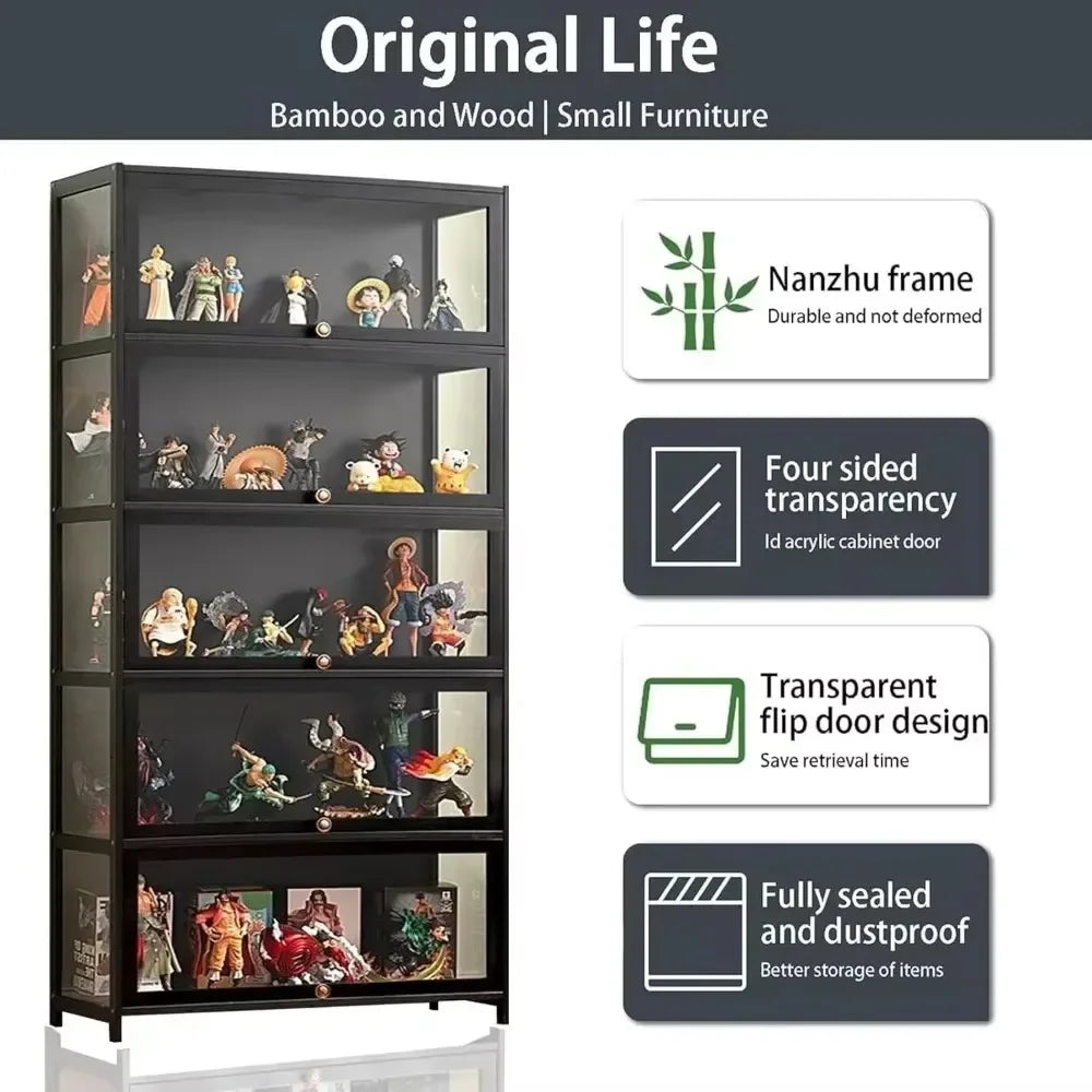 5-Tier Curio Display Cabinet, Storage Shelves with Acrylic Door
