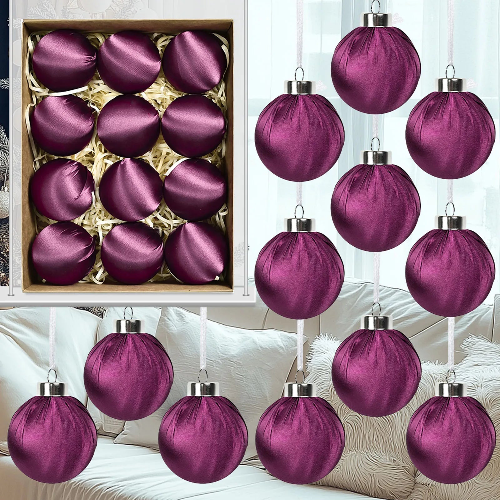 12pcs Christmas Hanging Ball Decorations,