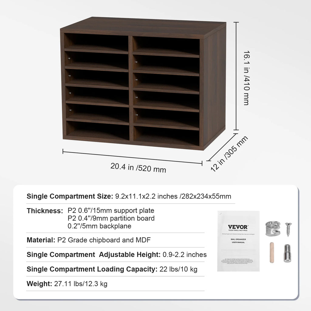 Literature Organizers 5/12/24/36 Compartments Office Mailbox w/ Adjustable Shelves