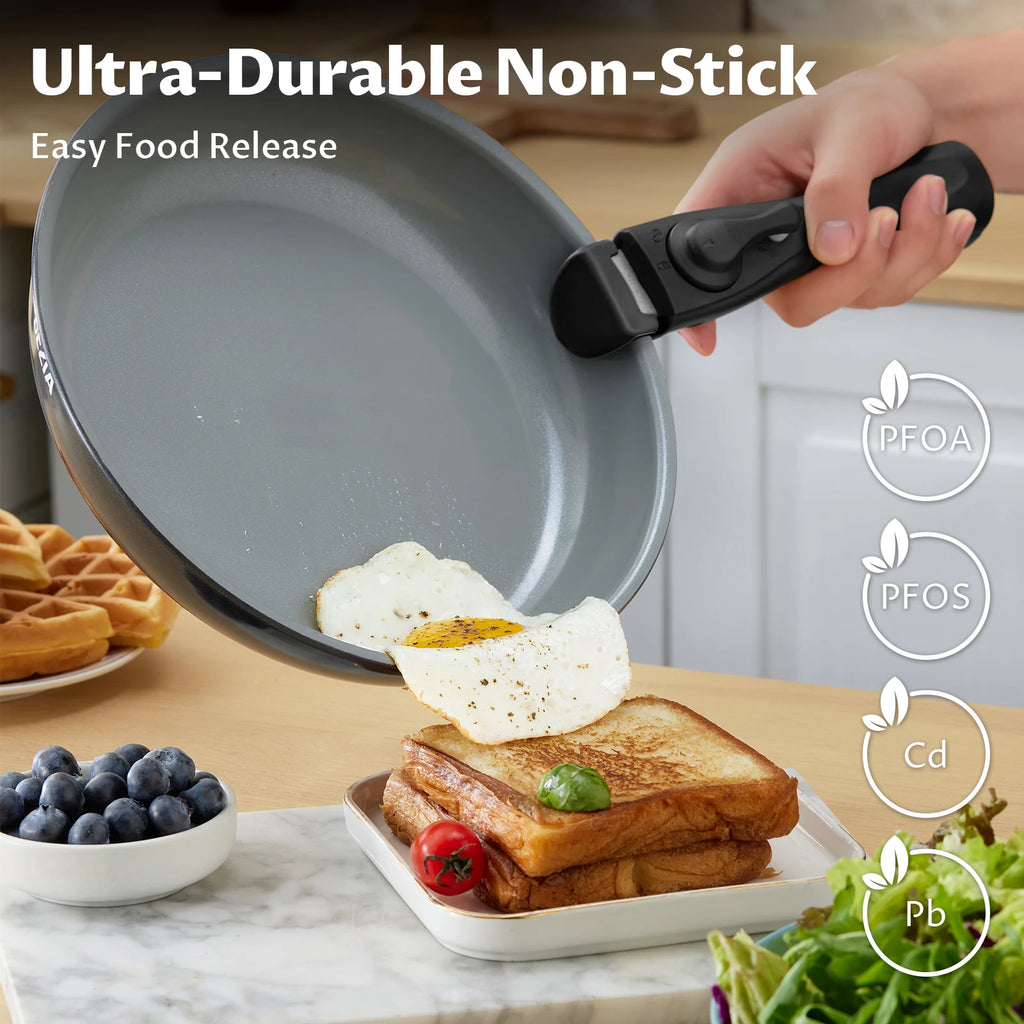 Induction Cookware with Healthy Ceramic Coating, Nonstick Pots and Pans Set