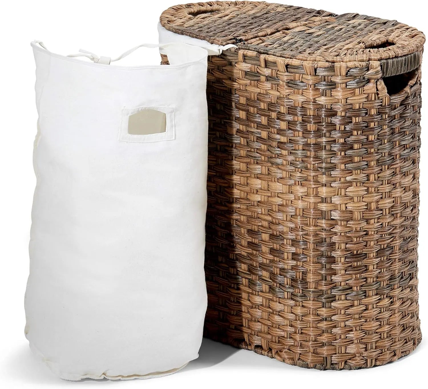 Handwoven Portable Laundry Bin Basket with Carrying Handles