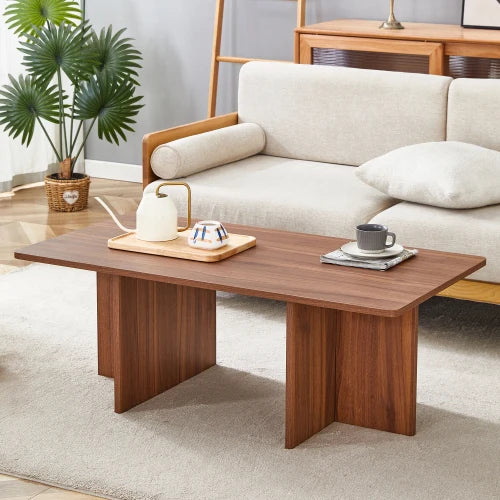 Modern Rectangle Living Room Table, Farmhouse Wood