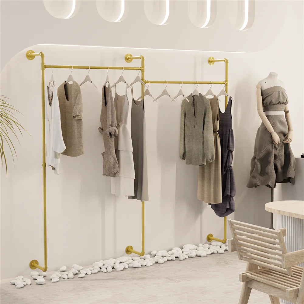 Industrial Pipe Clothing Rack Wall Mounted