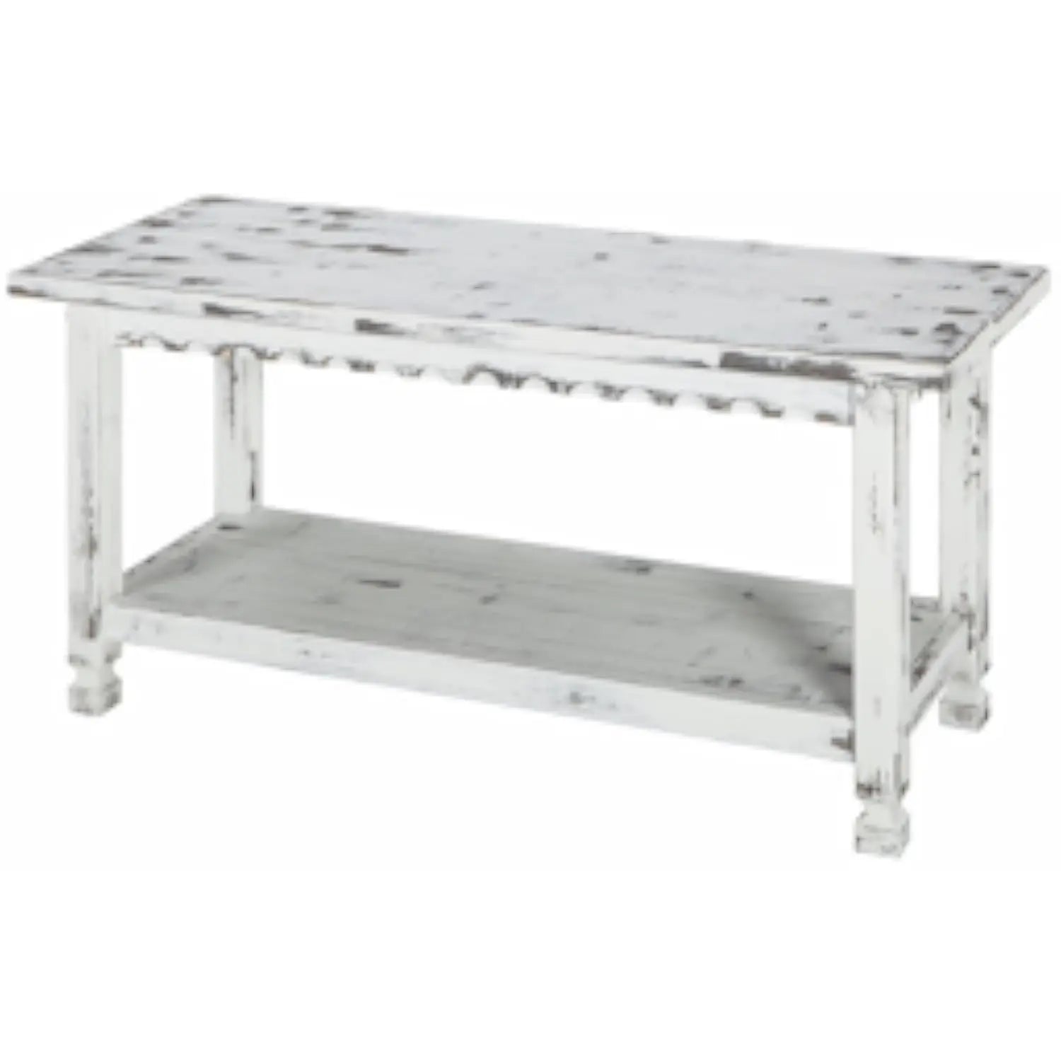 Rustic Cottage Bench w 1 Shelf  Distressed Finish