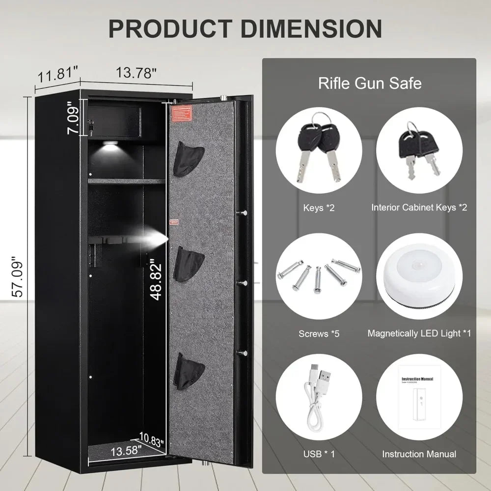 5-Gun Capacity Safe with Drawer And Removable Shelf