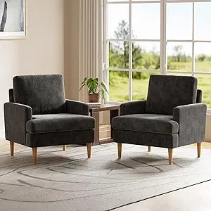 Accent Chairs Set of 2, Modern Comfy Chenille Armchair