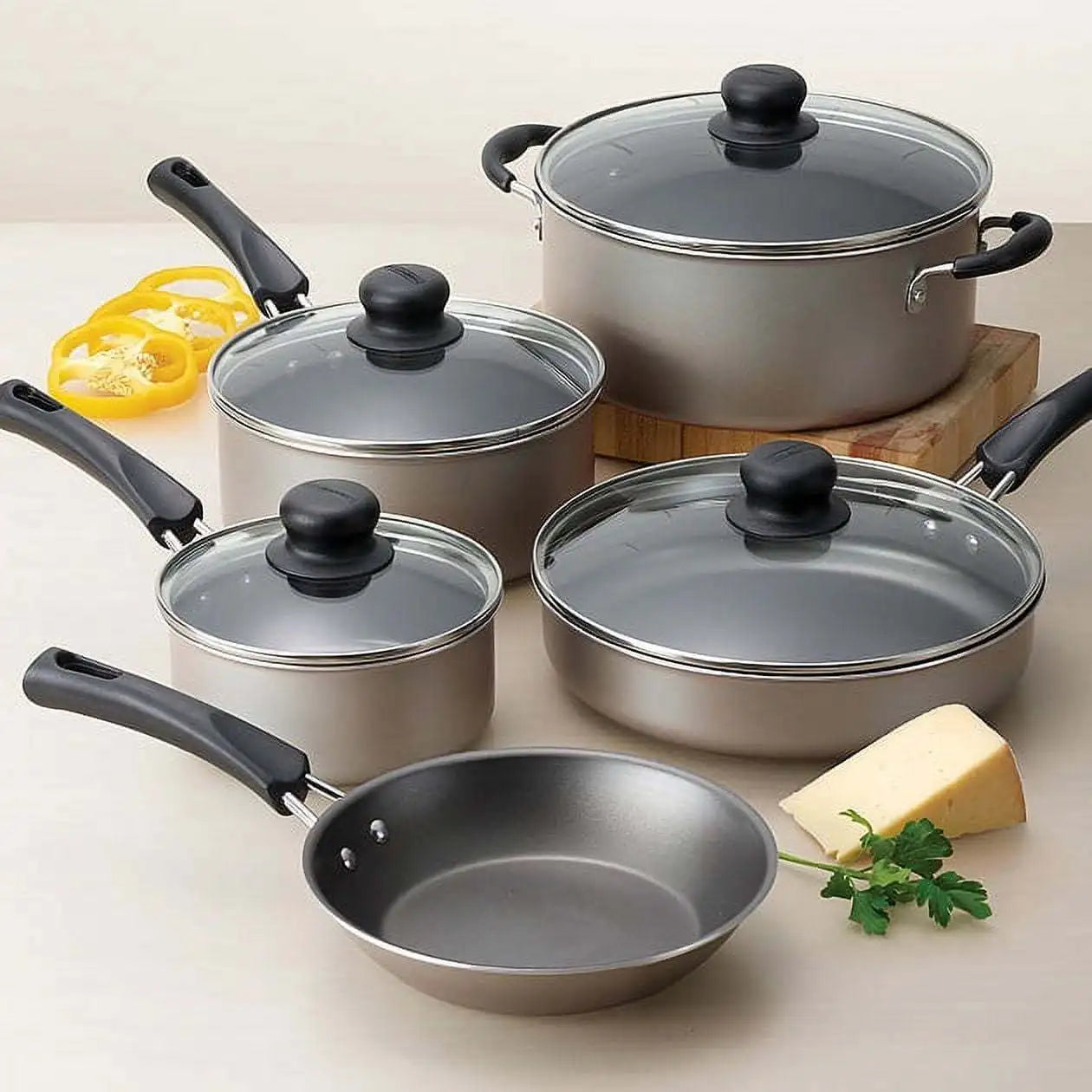 all-round non-stick cookware champagne set lightweight