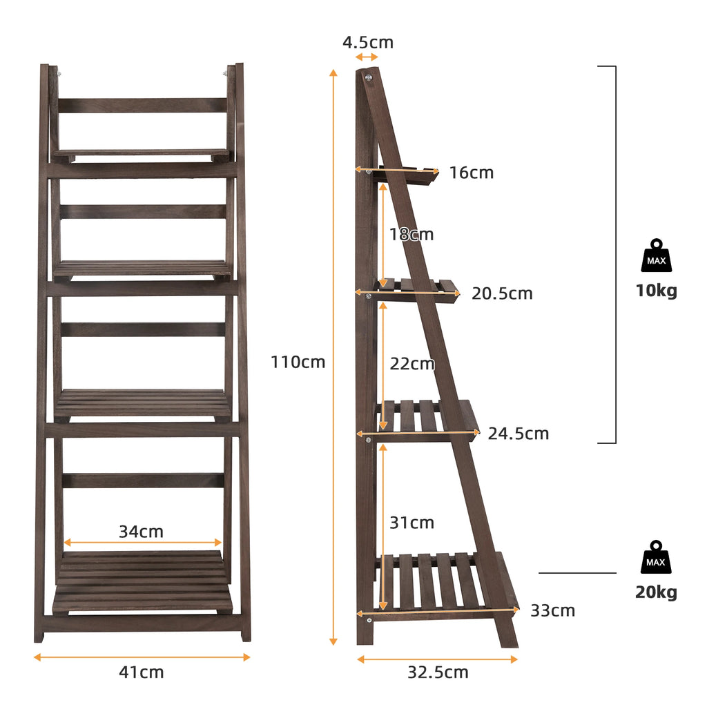 Folding 4 Tier Ladder Shelf, Plant Flower Display Rack