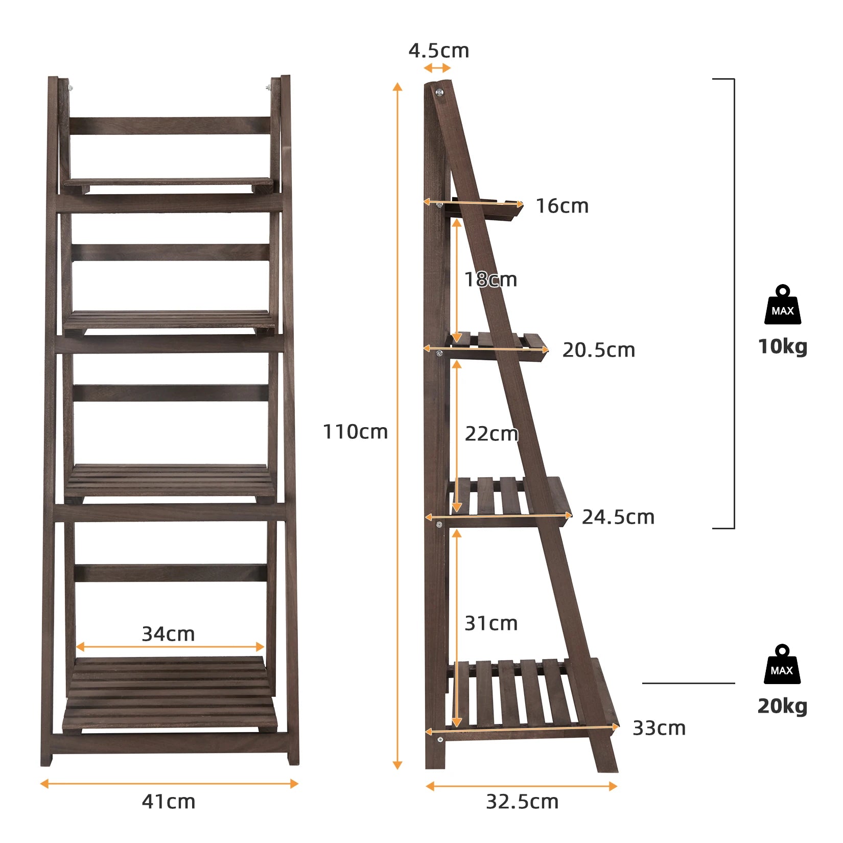 Folding 4 Tier Ladder Shelf, Plant Flower Display Rack