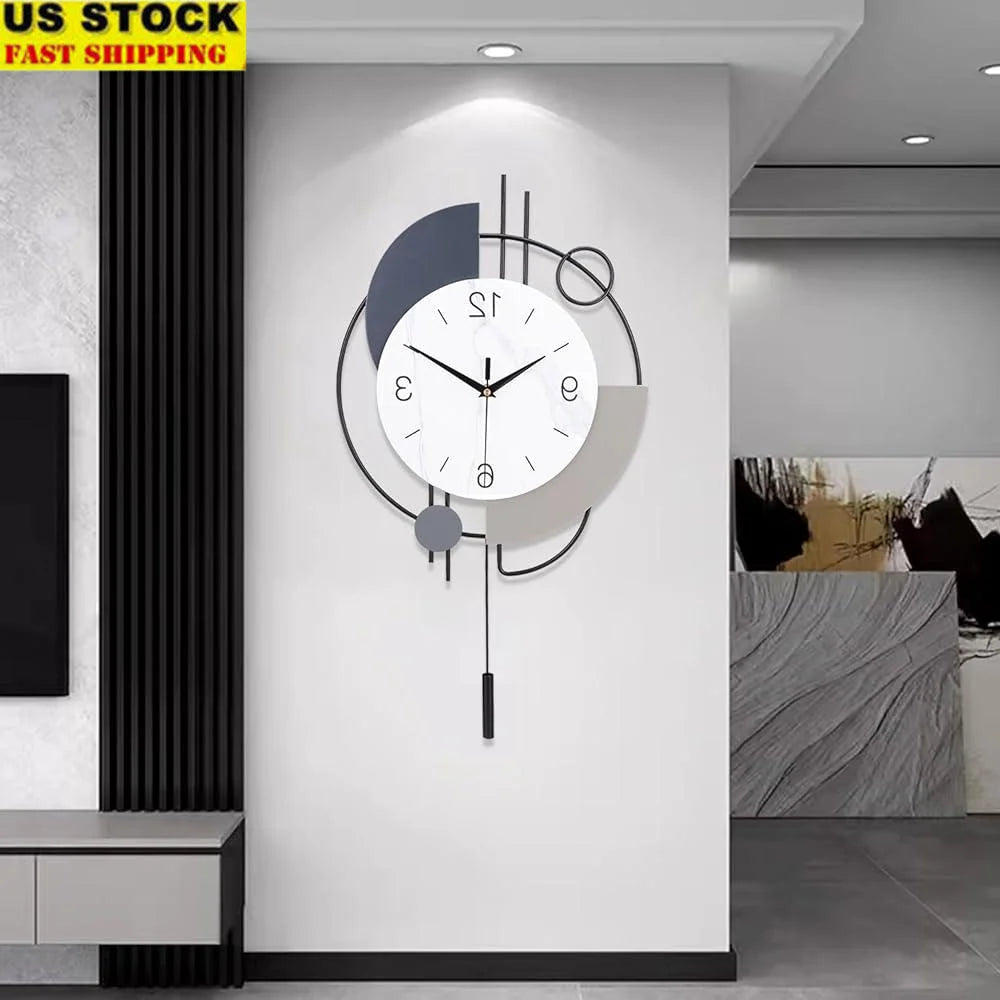 Metal Clock Stylish Art Deco Design Battery Operated