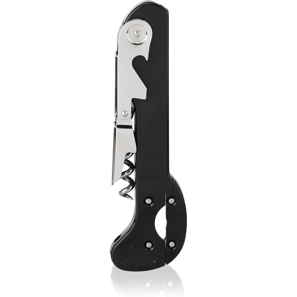 Durable Stainless Steel Double Hinged Waiters Corkscrew with Foil Cutter