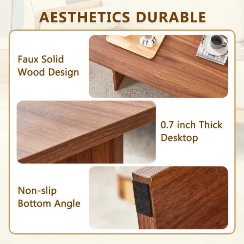 Modern Rectangle Living Room Table, Farmhouse Wood