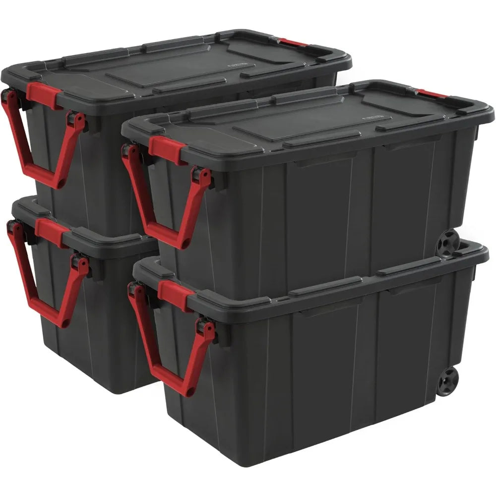 4-Pack 40 Gallon Storage Boxes, Heavy-Duty  Bins w/Lids and Wheels