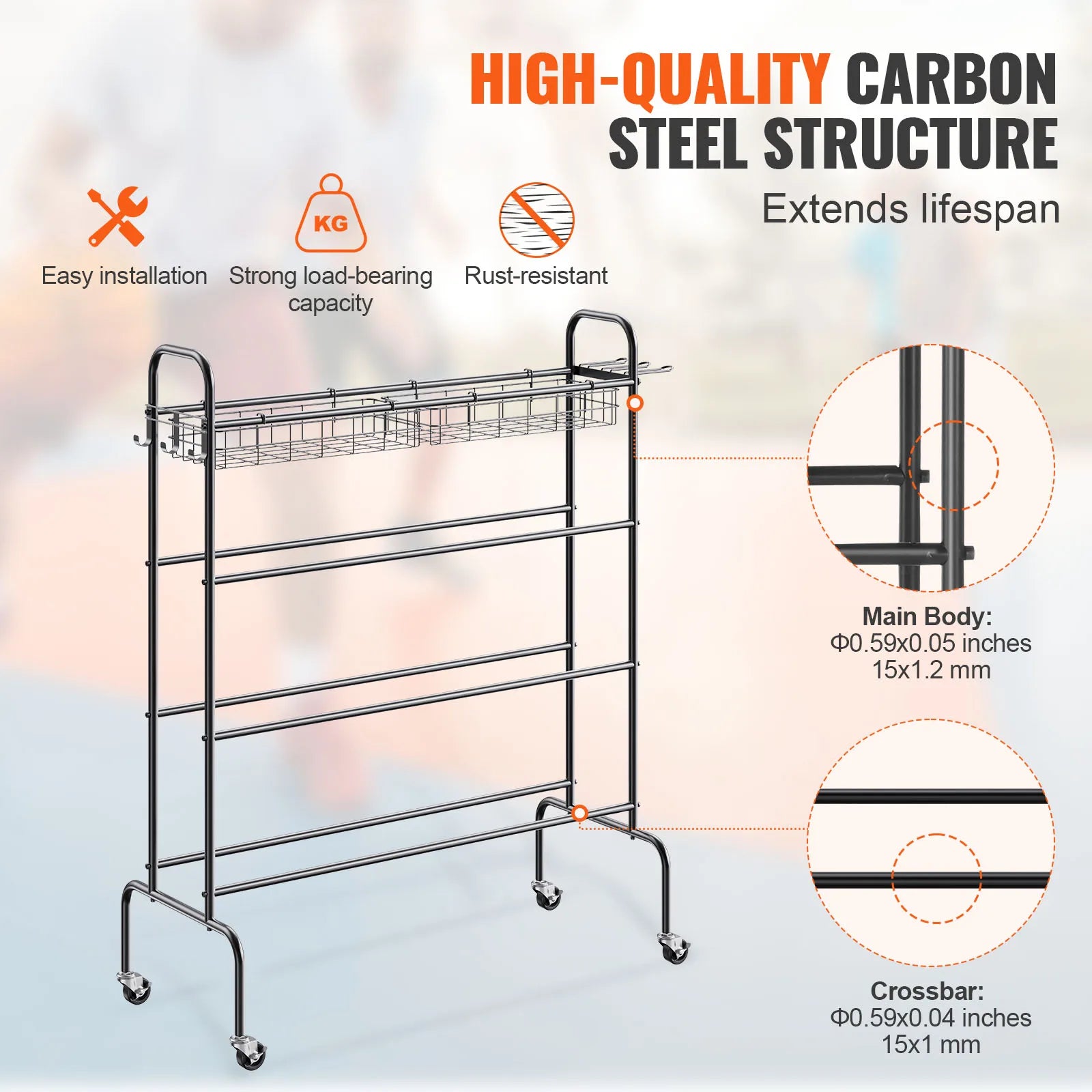 4-Layers Basketball Rack  Shooting Training Stand with Wheels