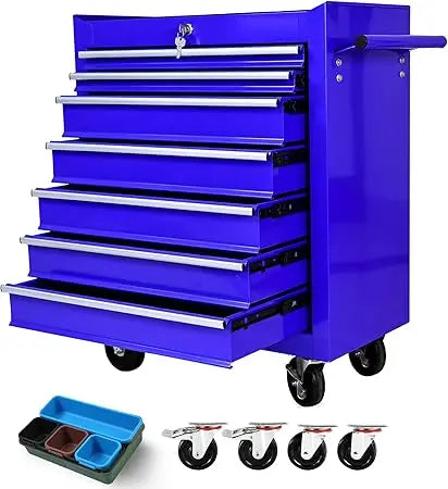Tool Cart with 7 Organizer Tray Divider Set & Wheels