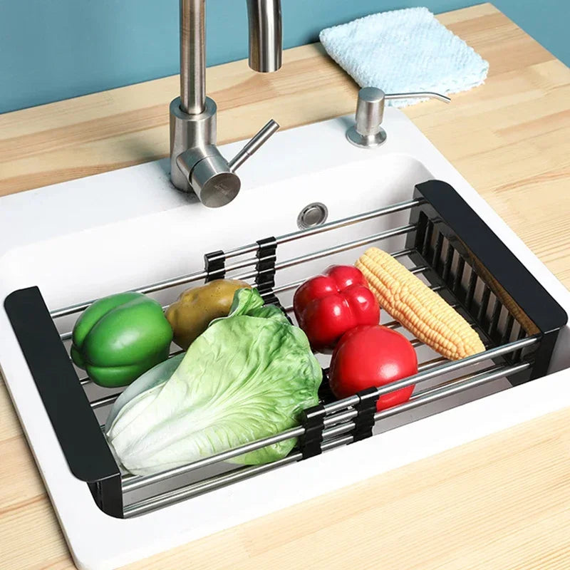 Kitchen Stainless Steel Sink Drain Rack Storage Organizer