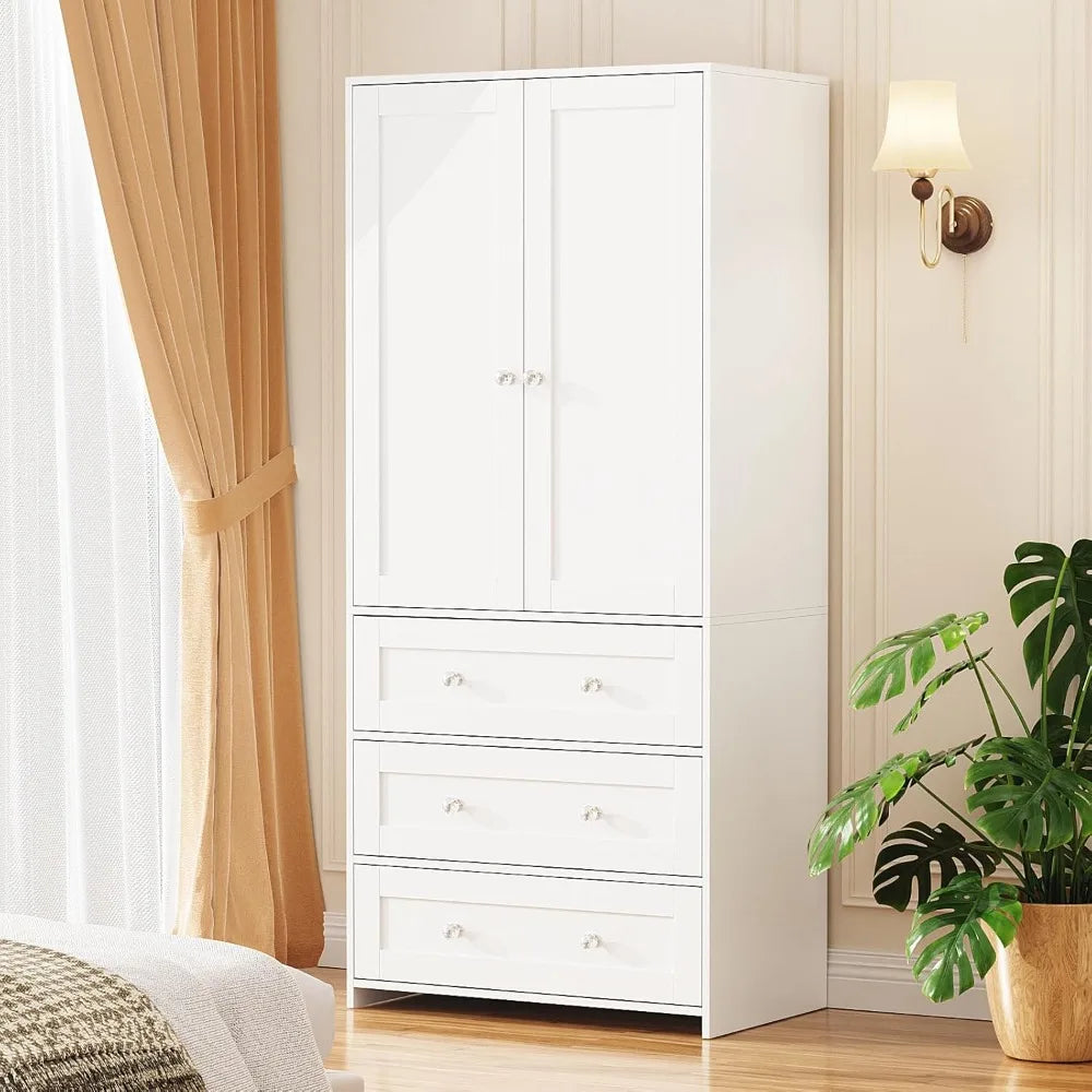 Armoire Wardrobe Closet with Drawers and Mirror