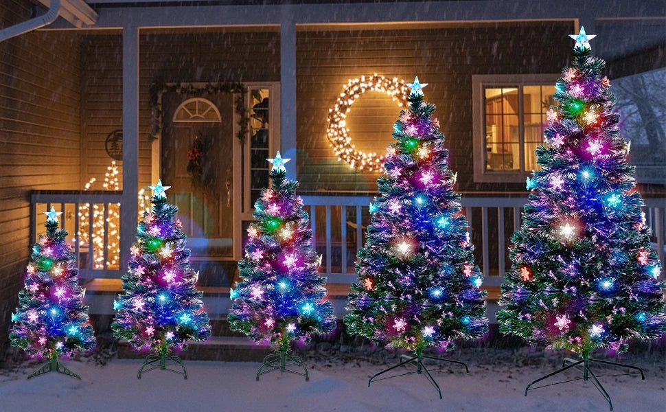 Pre-Lit Artificial Christmas Tree, Lighted Optical Fiber with RGB Color Changing LED Lights