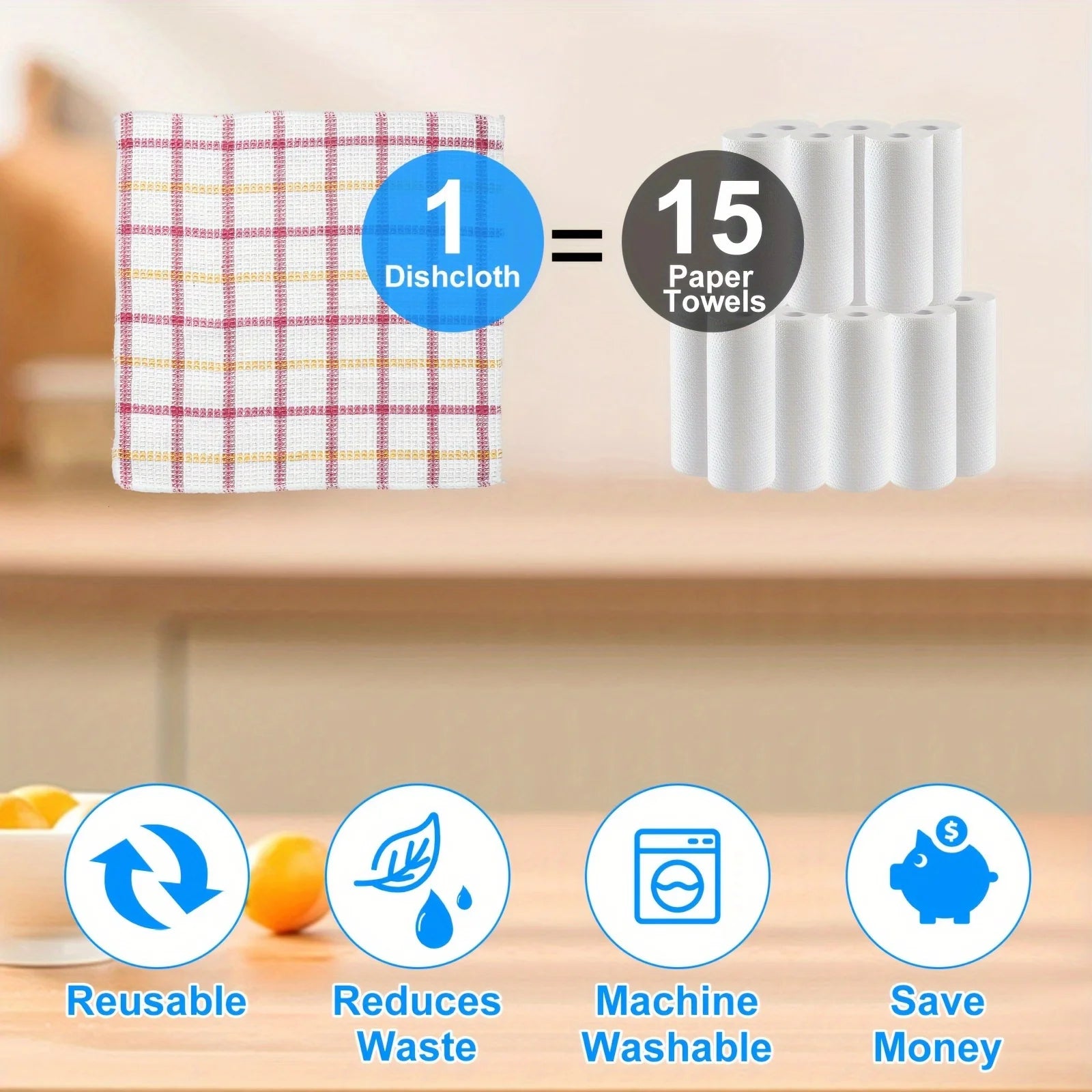 12pcs Soft Absorbent Dishwashing Towels