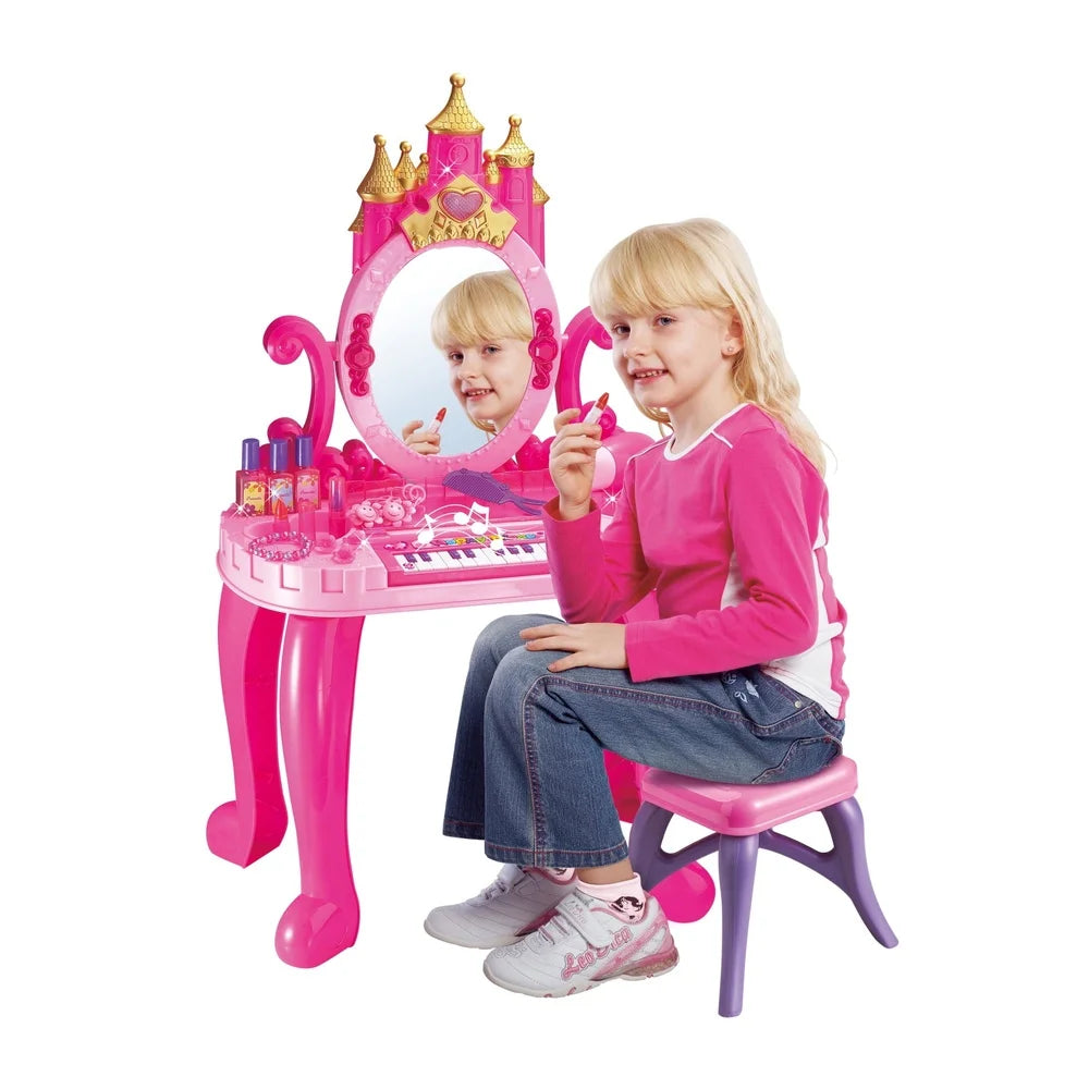 Children's Play Vanity Set with Music Lights Stool