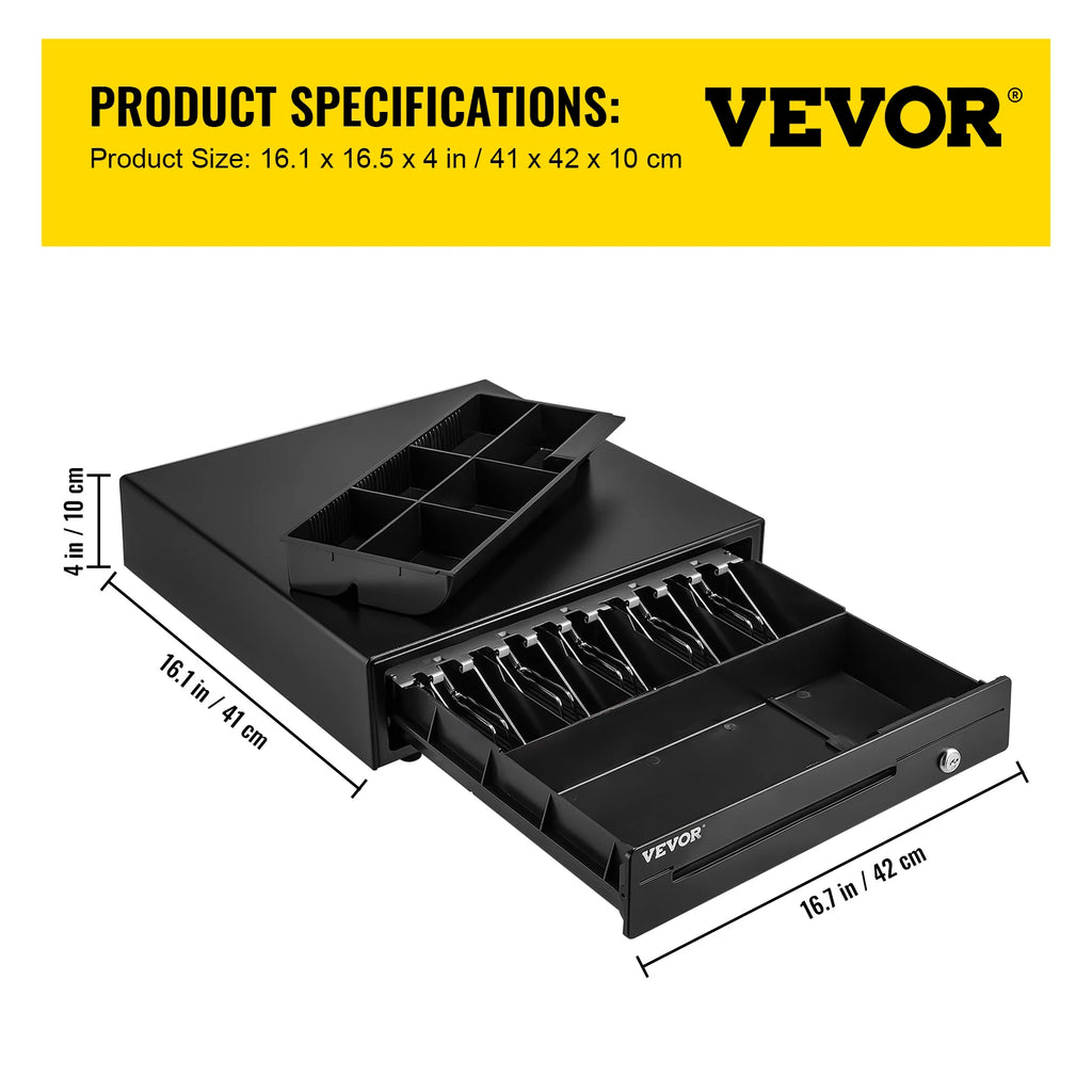 Cash Register Drawer 16" 12 V for POS System Tray