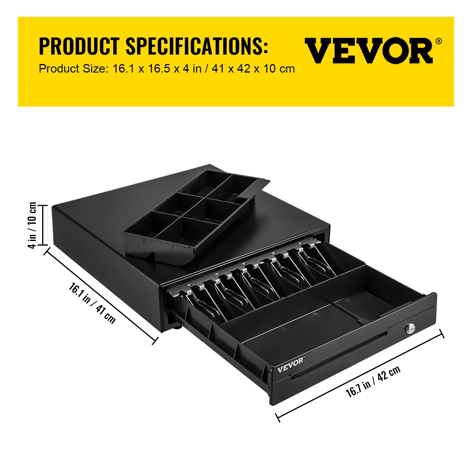 Cash Register Drawer 16" 12 V for POS System Tray