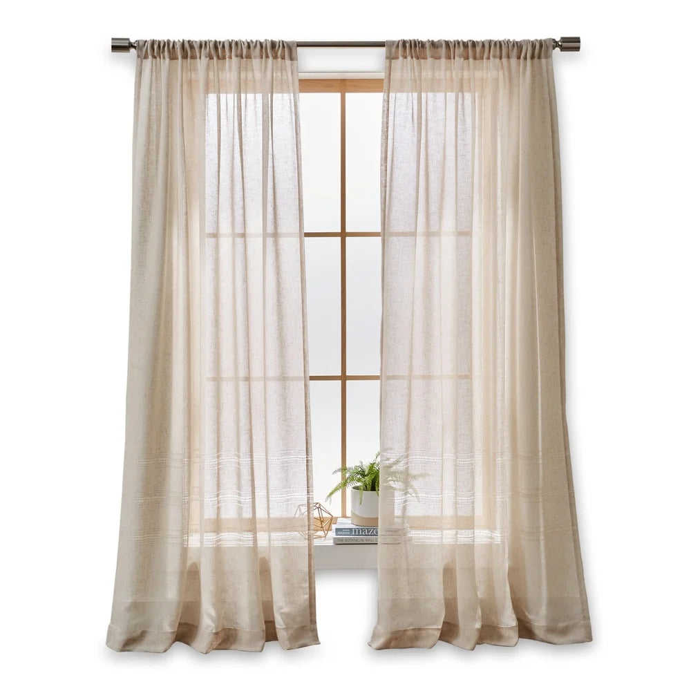 Single Curtain Panel Sheer Lightweight Papyrus Beige Home Décor
