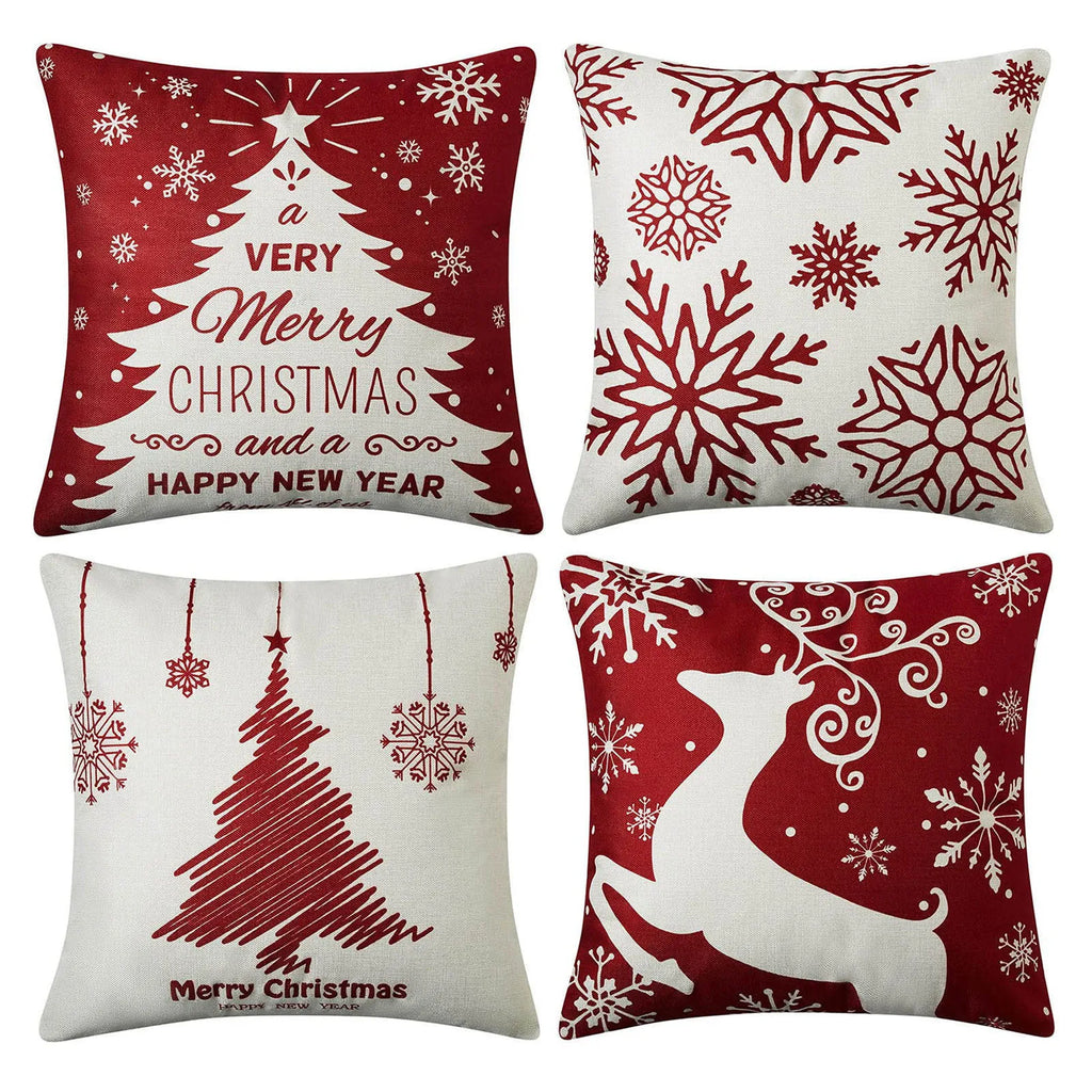 Christmas Decorations Throw Pillow Covers Set Of 4