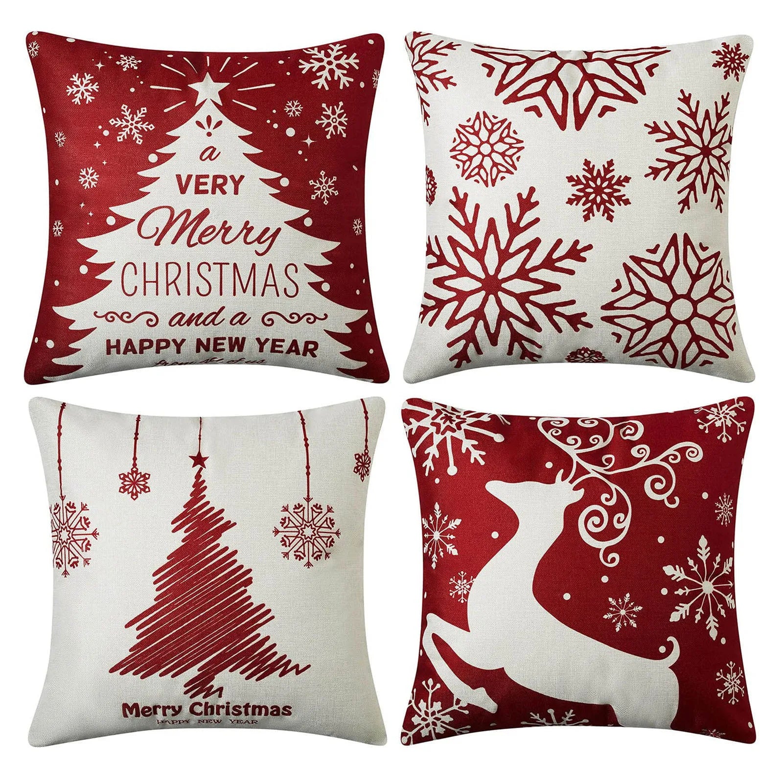 Christmas Decorations Throw Pillow Covers Set Of 4