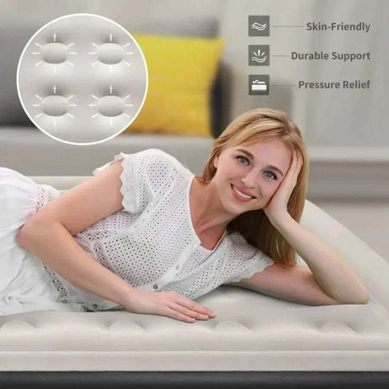 Ophanie Queen Air Mattress,  Puncture-Resistant, Quick Inflation/Deflation