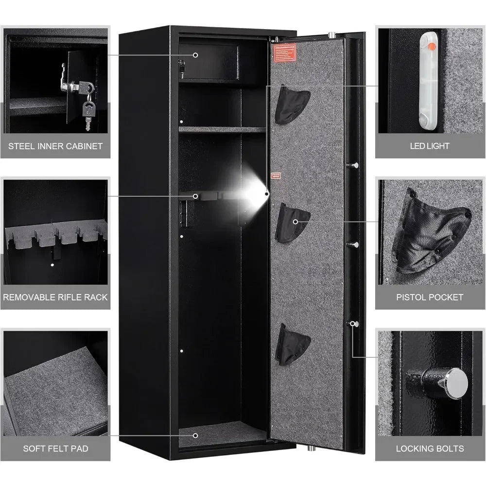 5-Gun Capacity Safe with Drawer And Removable Shelf