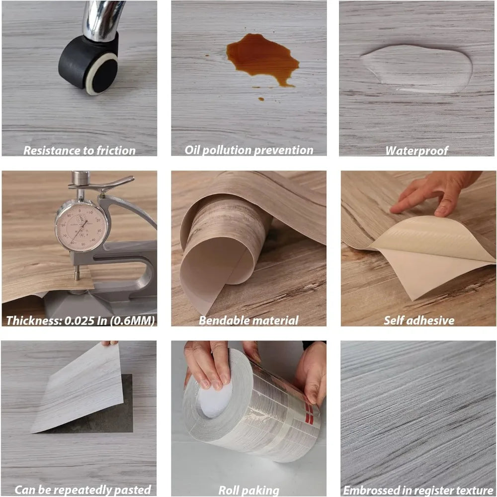 54 Sq.Ft , Waterproof Peel&Stick Floor Tile, Self-Adhesive