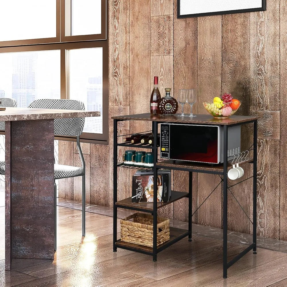 Bakers Racks for Kitchens with Storage Mini Fridge Stand