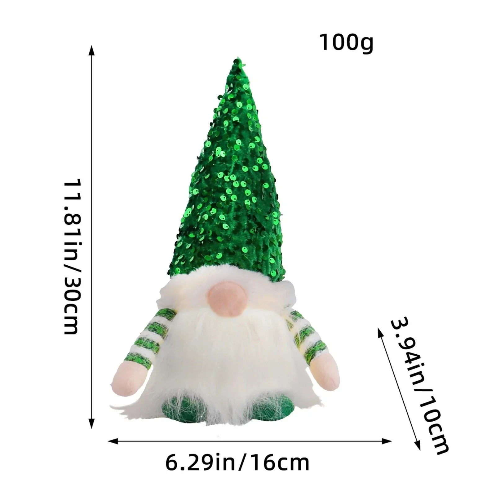 30cm Sequin Christmas Doll Elf Gnome Dolls with Led Light