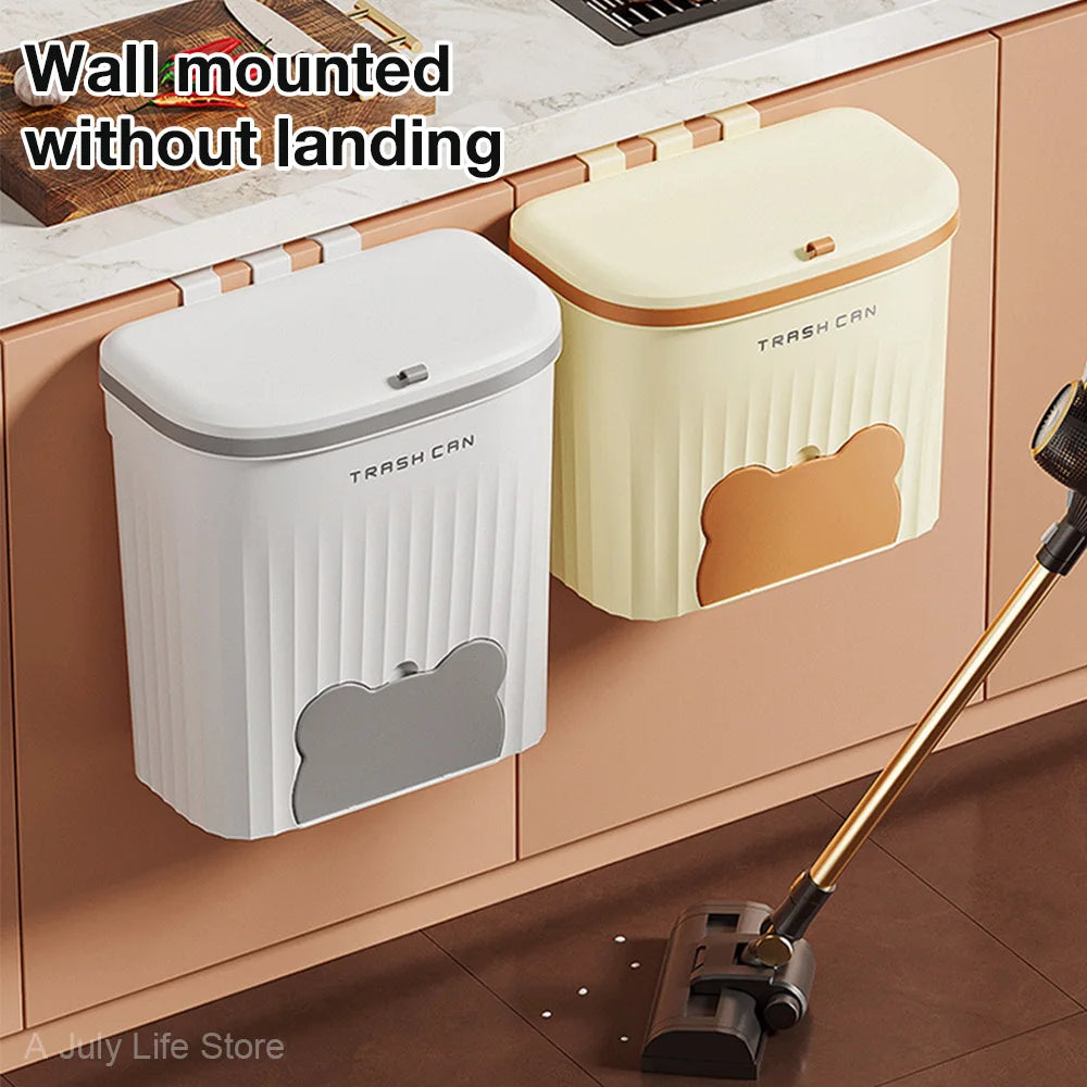 8.5/12L Kitchen Wastebasket Wall Mounted Trash Can With Lid