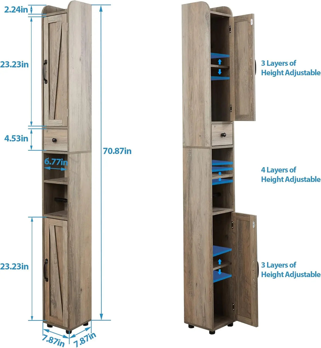 Adjustable Shelf. Retractable Paper Rod. 8 Compartments.