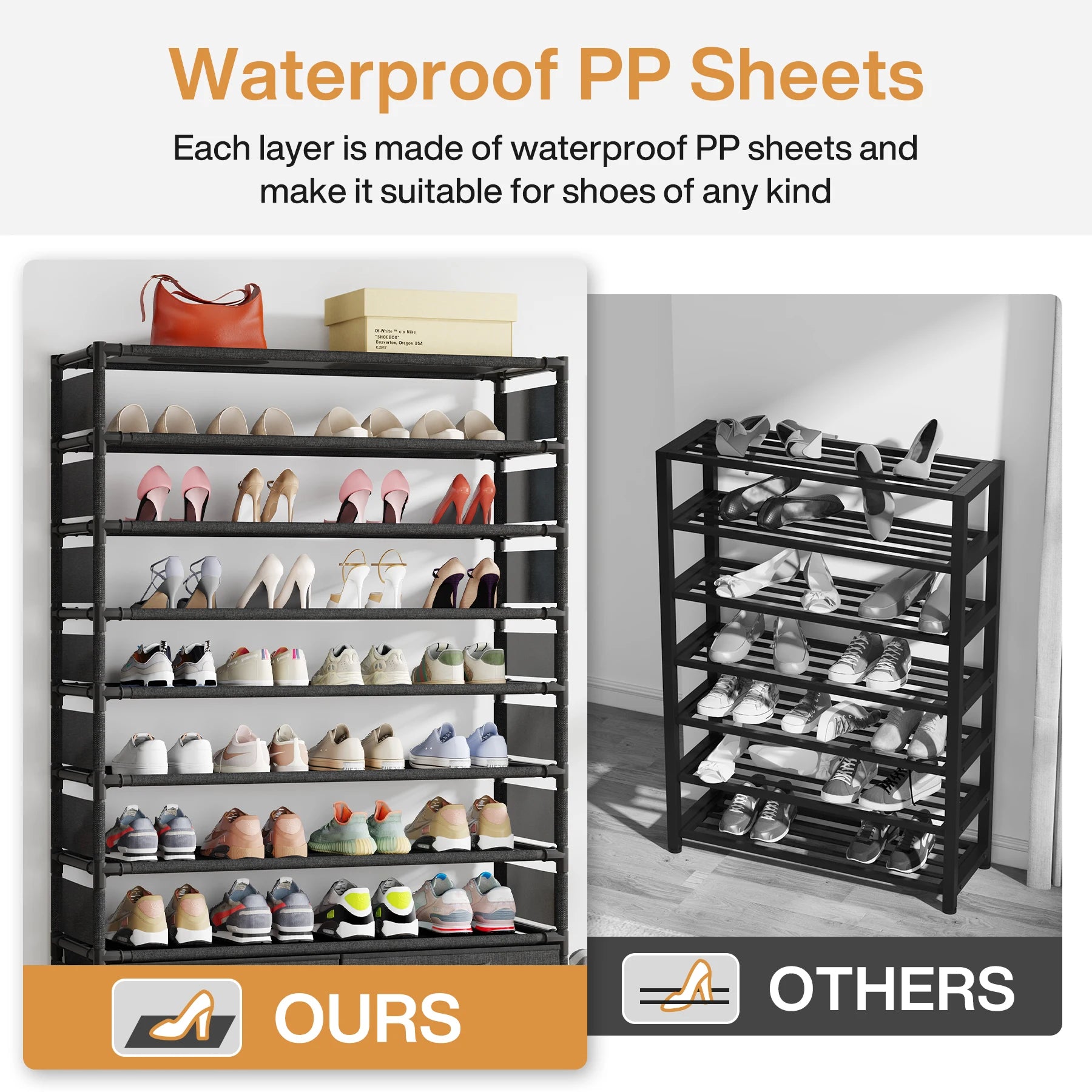 10 Tier Shoe Rack Organizer with 4 Bins Drawers for Closet Entryway,