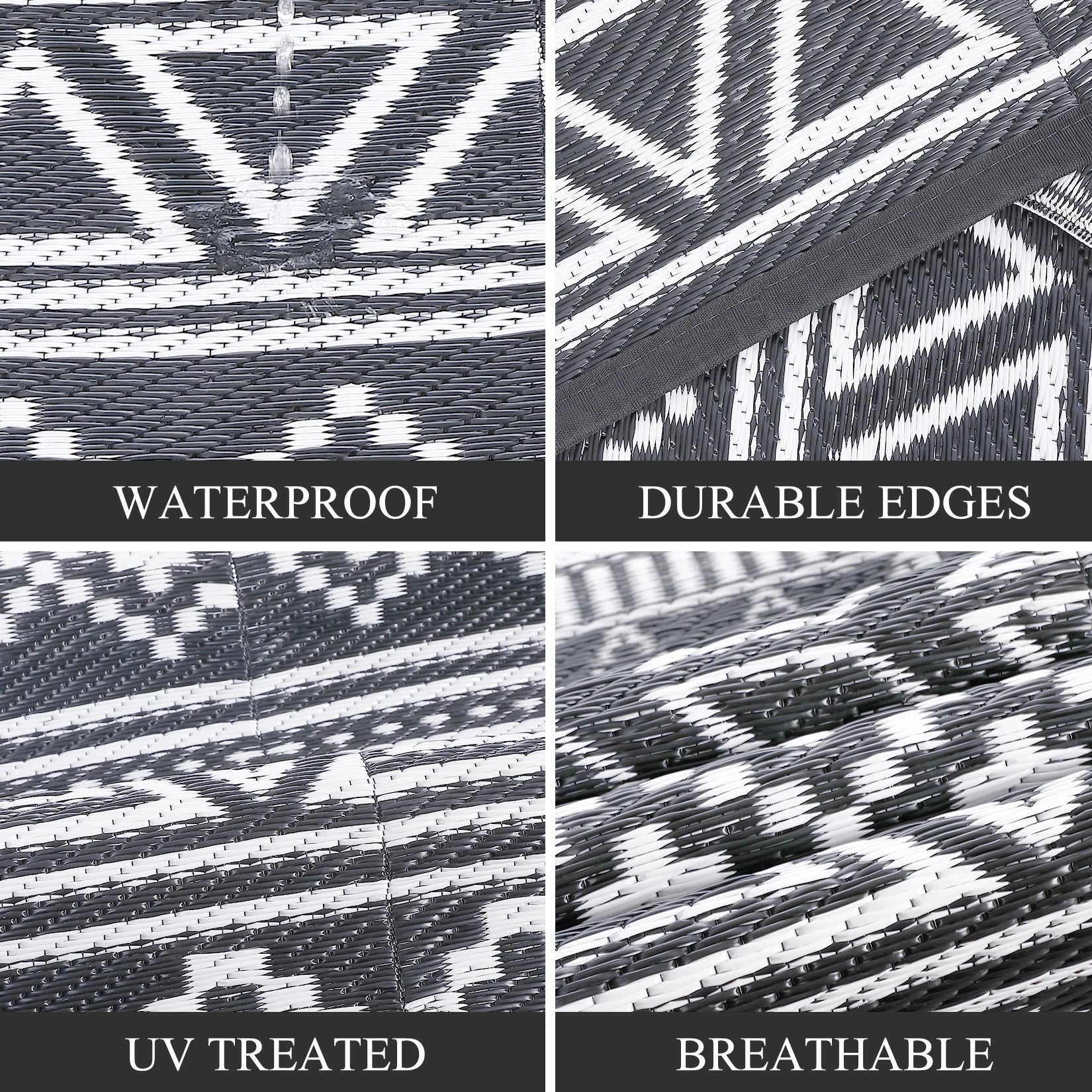 Waterproof Reversible Patio Rug Outside Camping Rug