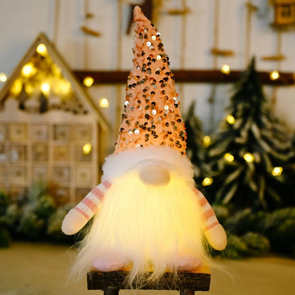 30cm Sequin Christmas Doll Elf Gnome Dolls with Led Light