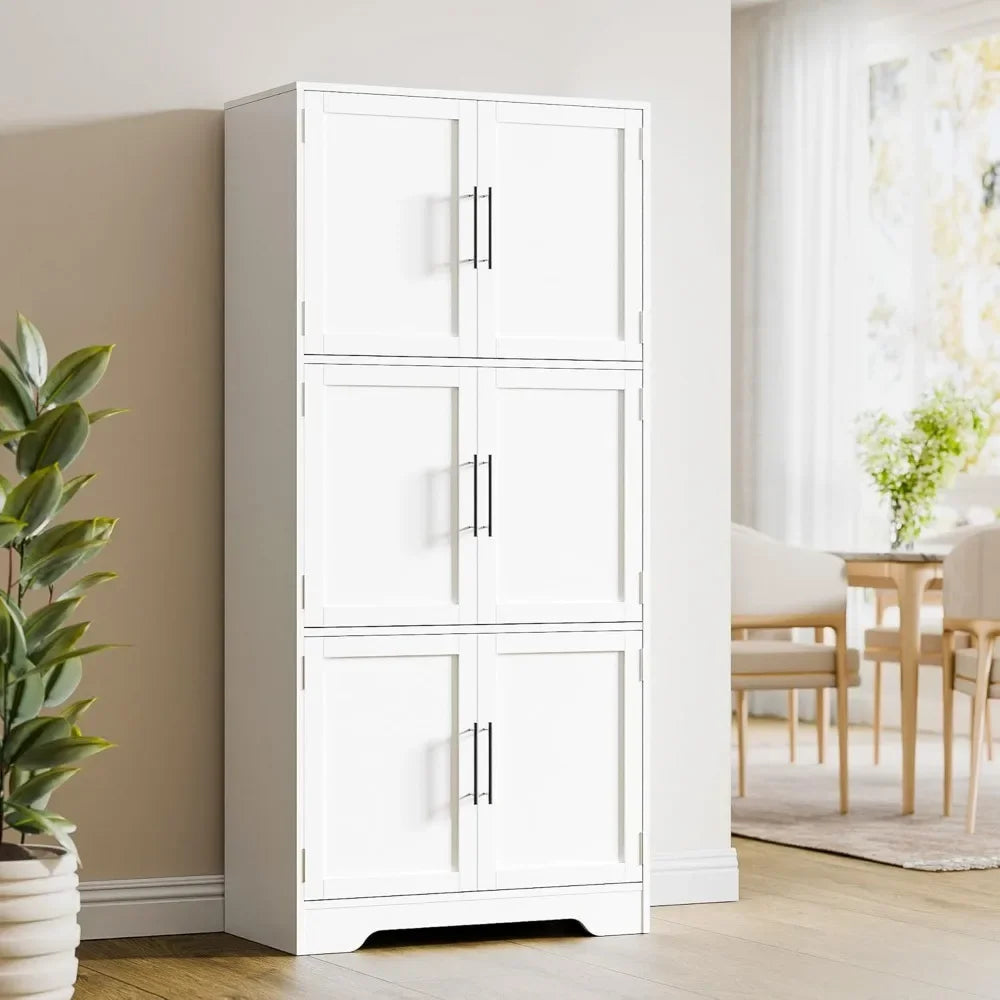 68.5" Pantry Storage Cabinet with 6 Doors and 3 Shelves